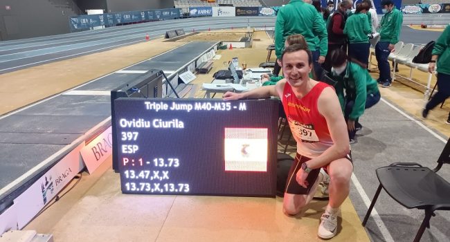 Ovidiu Ciurila campeón de Europa master de triple salto. Foto (Alcampo-Scorpio71)