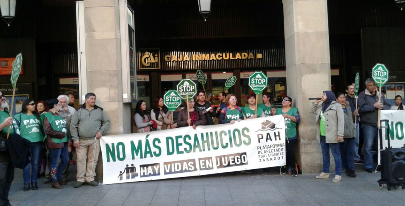 Protesta de la PAH Zaragoza. Foto: PAH Zaragoza