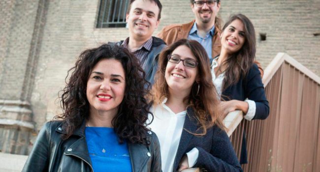 Erika Sanz, Elena Pilcher, Román Sierra, Itxaso Cabrera y Héctor Vicente, de la candidatura 'A la Aragonesa'.