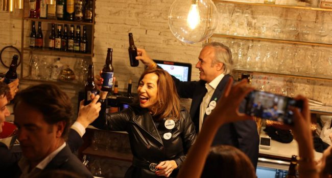 Natalia Chueca, alcaldesa de Zaragoza, junto a Jorge Azcón, en el arranque de campaña del PP del 28M | Foto: PP