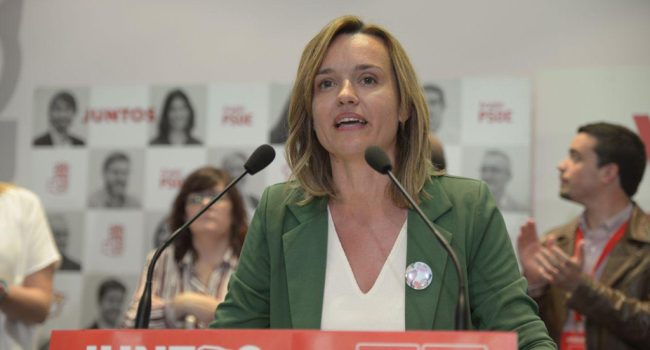 Pilar Alegría en la noche electoral del PSOE en Zaragoza en las municipales de 2019 | Foto: Pablo Ibáñez (AraInfo)