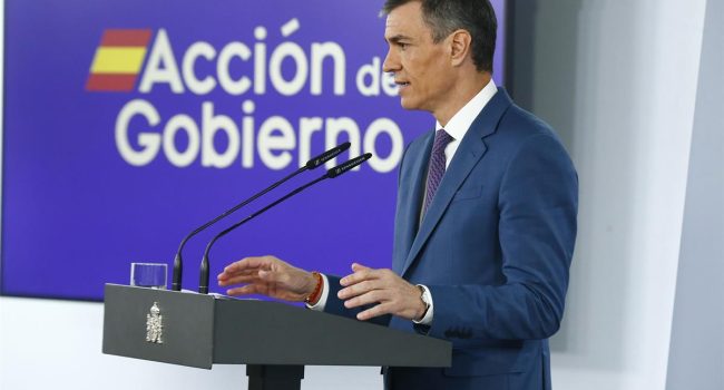 Pedro Sánchez durante la comparecencia de este martes | Foto: Pool Moncloa / José Manuel Álvarez