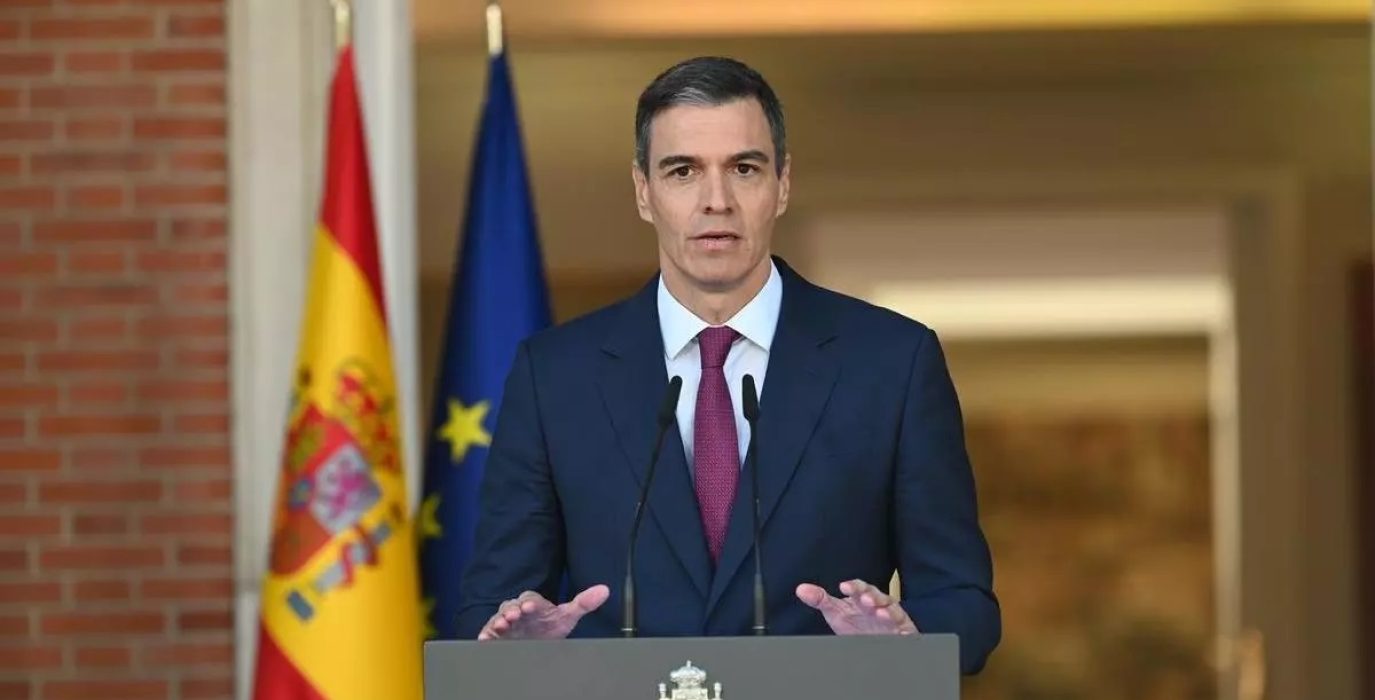 Pedro Sánchez durante la declaración institucional de este lunes | Foto: Pool Moncloa