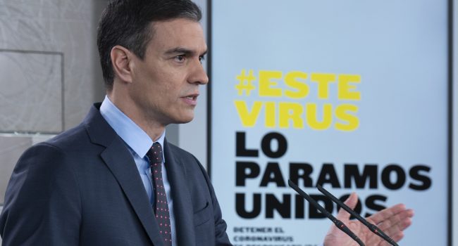 Sánchez durante una de sus comparecencias. Foto: Borja Puig de la Bellacasa (Moncloa)