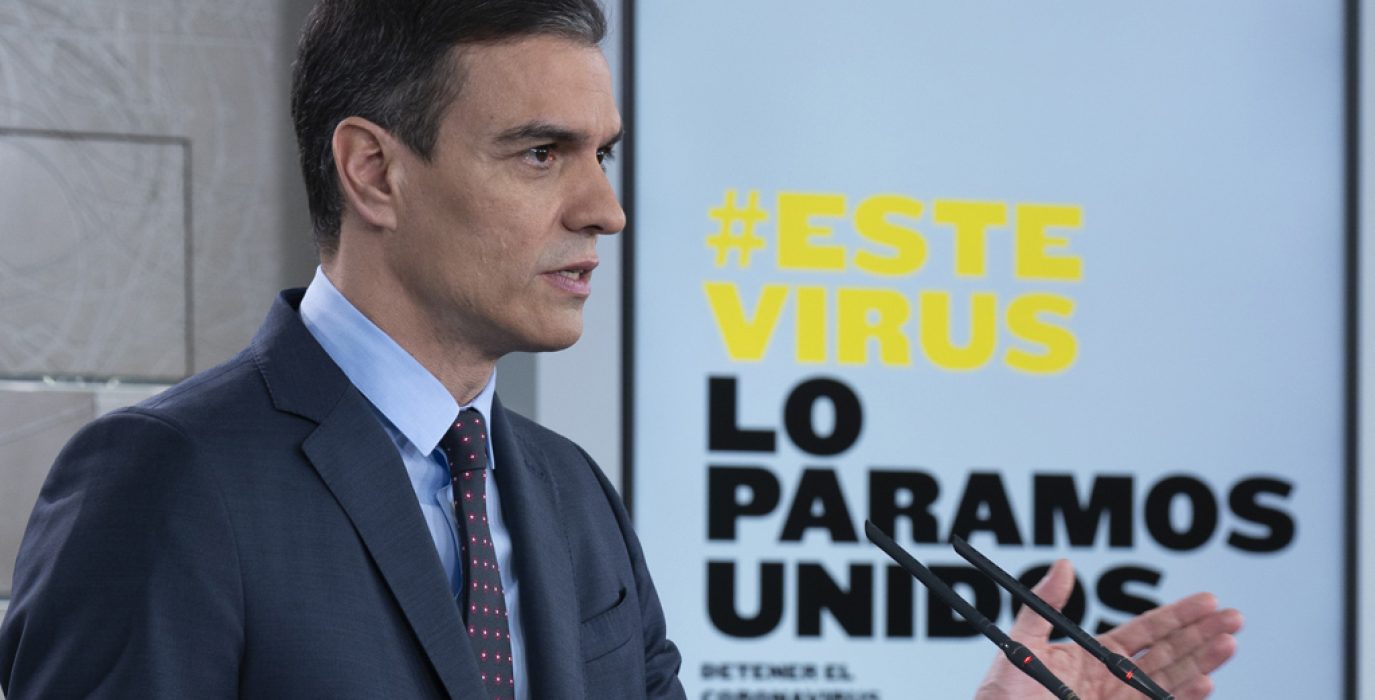 Sánchez durante una de sus comparecencias. Foto: Borja Puig de la Bellacasa (Moncloa)