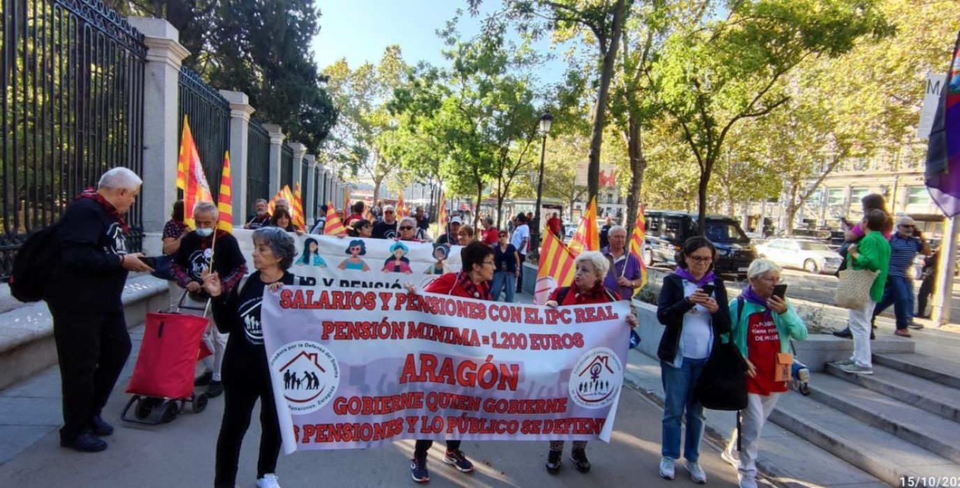 Representación aragonesa en la movilización en Madrid del movimiento pensionista celebrada este sábado, 15 de octubre. Foto: Movilización en Madrid del movimiento pensionista celebrada este sábado, 15 de octubre. Foto: @CoordinadoraZ