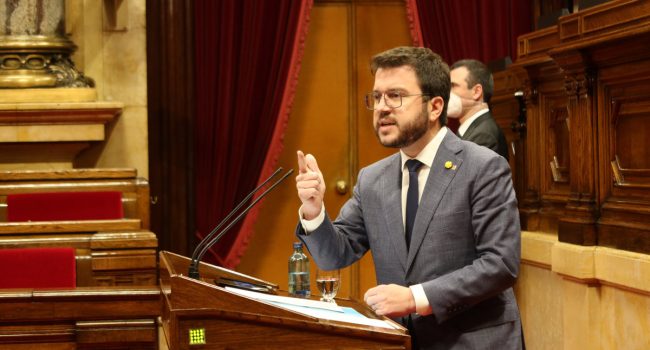 Aragonès durante la sesión de investidura de este viernes. Foto: Parlament