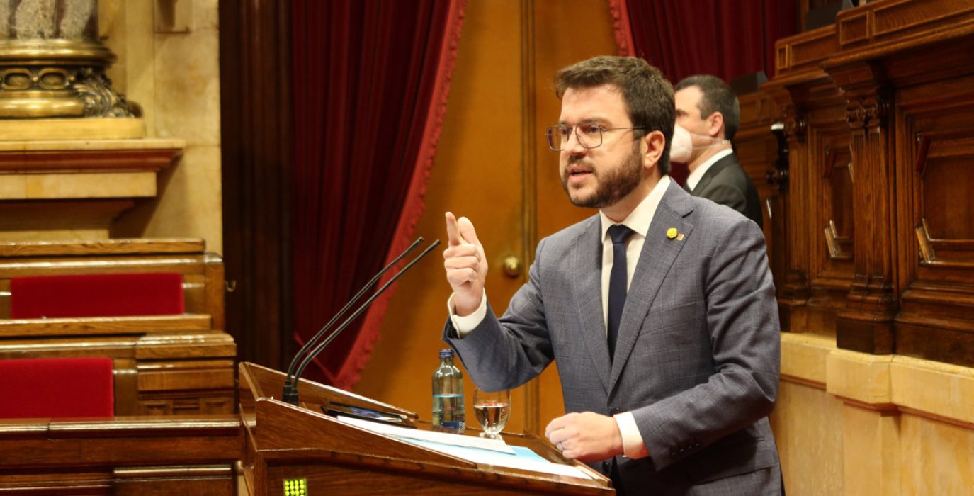 Aragonès durante la sesión de investidura de este viernes. Foto: Parlament