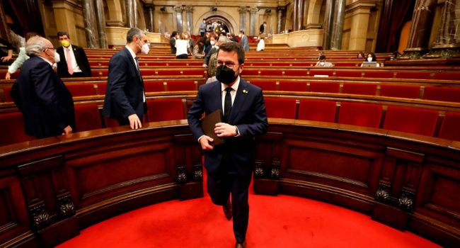 Aragonès durante el pleno de investidura. Foto: Parlament