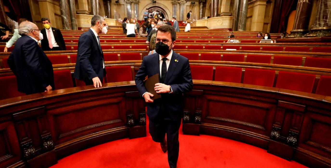 Aragonès durante el pleno de investidura. Foto: Parlament