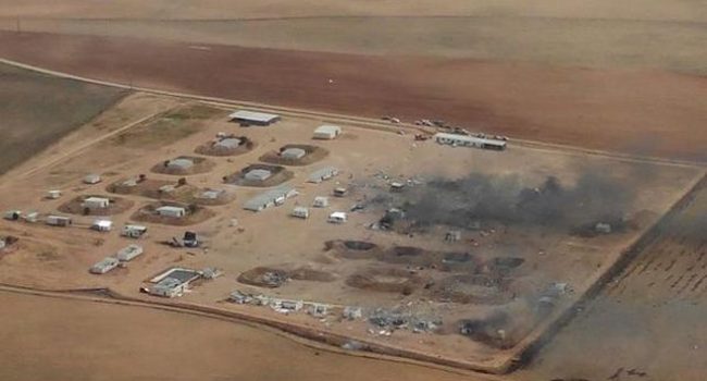 Imagen aérea tras la explosión en la Pirotecnia. Foto: 112 Aragón