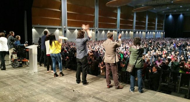 El acto de Podemos fue el más multitudinario de cualquier partido aragonés en esta campaña.