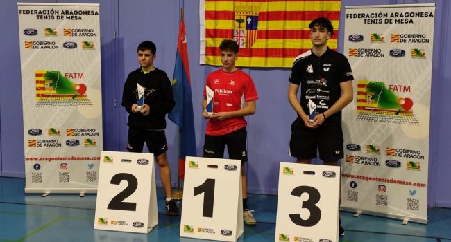 Podium regional del Sub23 masculino de tenis de mesa de este fin de semana | Foto: Federación aragonesa de Tenis de Mesa (FATM)