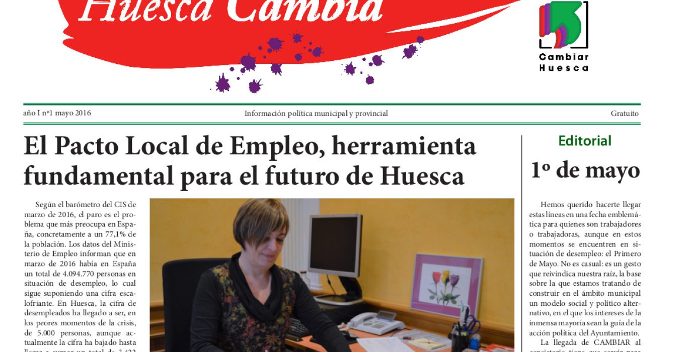 Portada del primer número de Huesca Cambia.