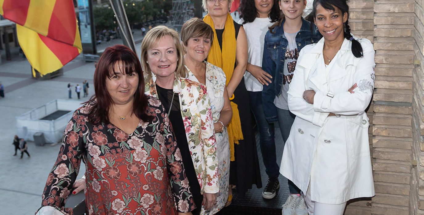 Ludmila Mercerón, Sagrario Saiz, Trinidad García, María Jesús Lázaro, María Jesús Lorente, Carolina García y Justrina Iordachescu, pregoneras de los Pilares 2018. Foto: Daniel Marcos (AZ)
