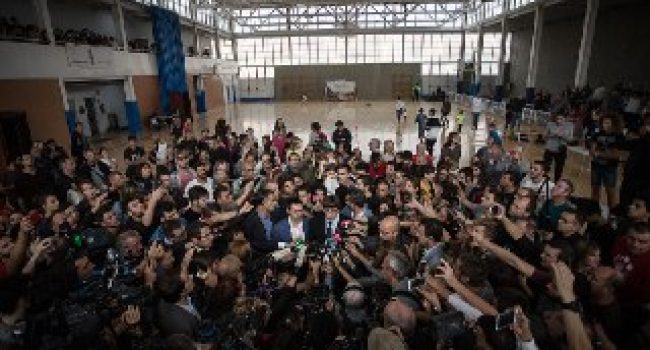 Puigdemont al pavelló de Sant Julià de Ramis. Foto: Carles Palacio