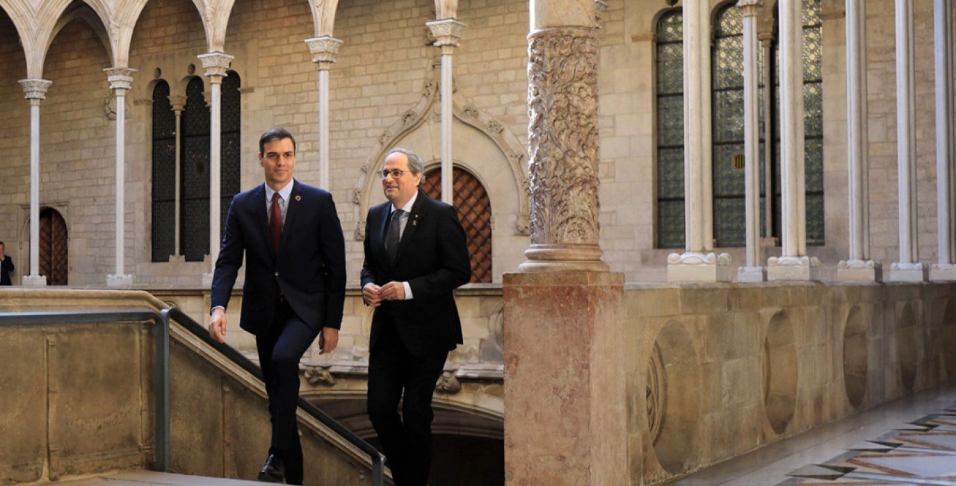 Sánchez y Torra durante el encuentro del 6 de febrero en Barcelona. Foto: Govern