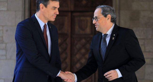 Sánchez y Torra durante el encuentro de este jueves. Foto: Govern
