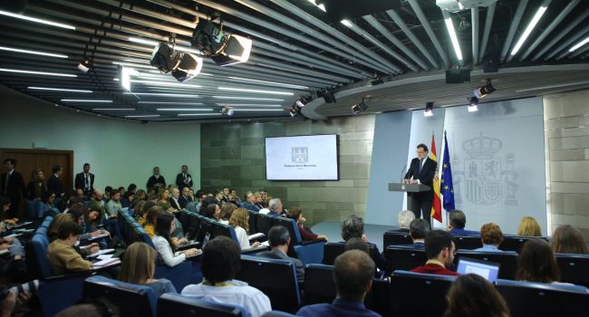 Rajoy durante su comparecencia para explicar las medidas del 155. Foto: Moncloa