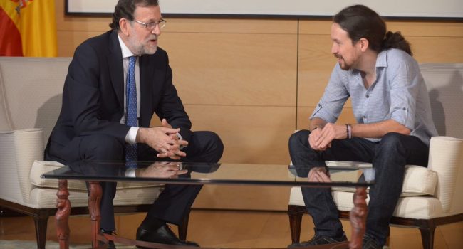 Rajoy e Iglesias durante su encuentro de este martes. Foto: Podemos
