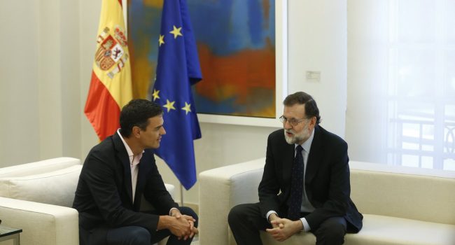 Rajoy y Sánchez durante una reunión mantenida en Moncloa. Foto: PP