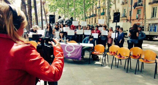 Roda de premsa en El Raval. Foto: CUP
