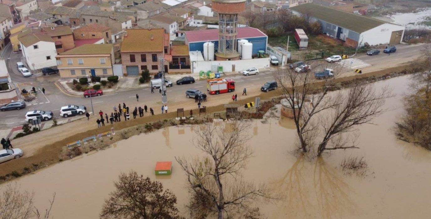 El paso de la avenida por Pradilla. Foto: Guardia Civil Zaragoza