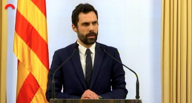 Roger Torrent durante su comparecencia. Foto: ERC