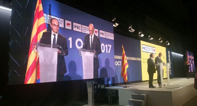 Comparecencia de Romeva y Turull en las primeras horas del 1-O. Foto: Govern