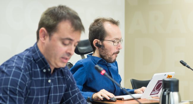Pablo Echenique y Román Sierra en una imagen de archivo. Foto: Pablo Ibáñez (AraInfo)