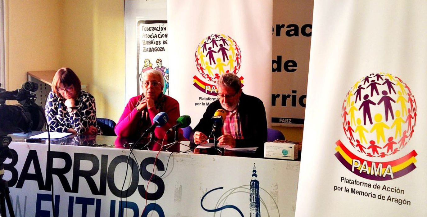 Elena Blasco, Anabel Lapuente y Adolfo Barrena, durante la rueda de prensa de PAMA en la FABZ | Foto: PAMA