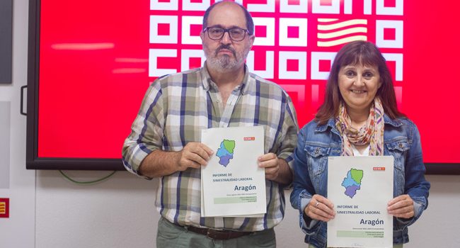 Representantes de CCOO en la rueda de prensa sobre accidentes