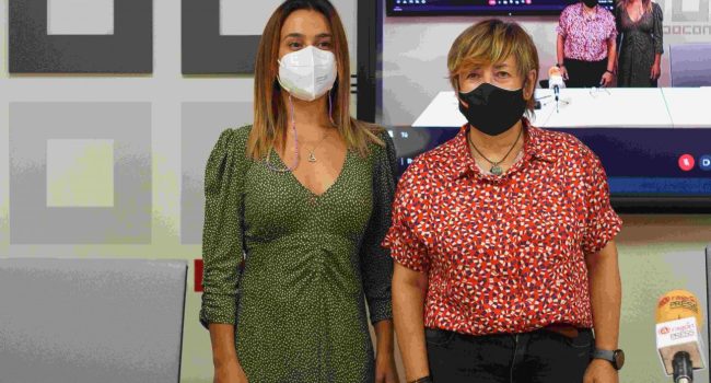 Rueda de prensa de las trabajadoras residencias de la federación de Sanidad y Servicios Sociosanitarios de CCOO Aragón. Imagen: CCOO Aragón.