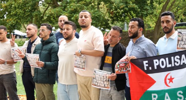 Concentración en Mont-Lagou, cerca de París, en apoyo a los presos y presas políticos saharauis | Foto: Équipe Média