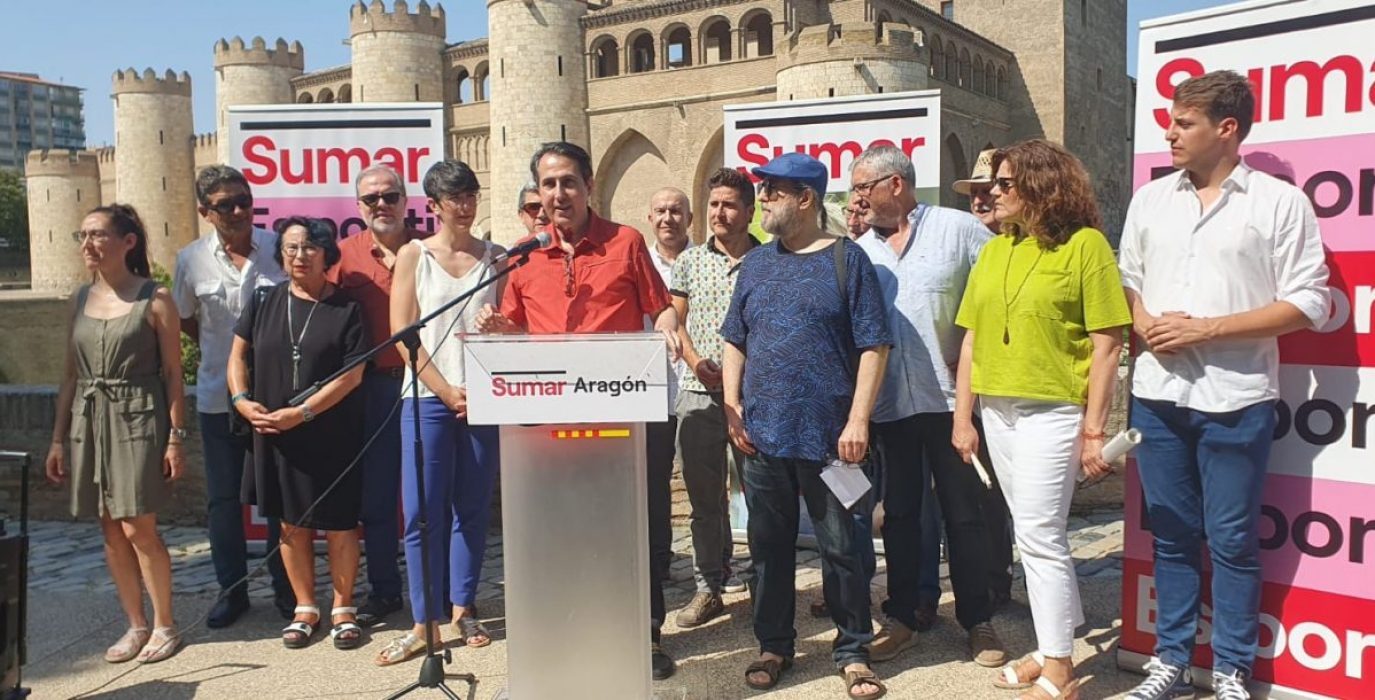 Lacasa, Barba y Yuste han sido las personas encargadas de presentar el manifiesto | Foto: @SumarAragon