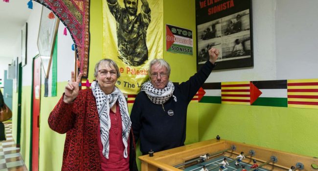 Sara Katz y Pierre Stambul en la Casa Palestina de Zaragoza. Foto: Pablo Ibáñez (AraInfo)