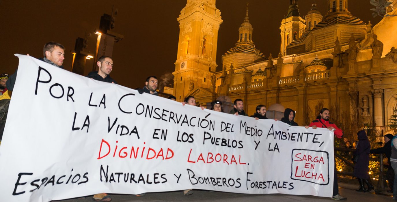 Imagen de una protesta de la plantilla de Sarga. Foto de Archivo: Pablo Ibáñez (AraInfo)