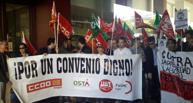 Imagen de una movilización del sector en Zaragoza. Foto: CCOO.