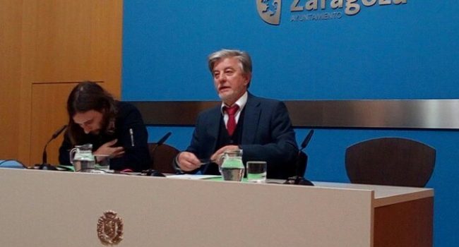 Pablo Híjar y Pedro Santisteve en la rueda de prensa de este lunes. Foto: ZeC.