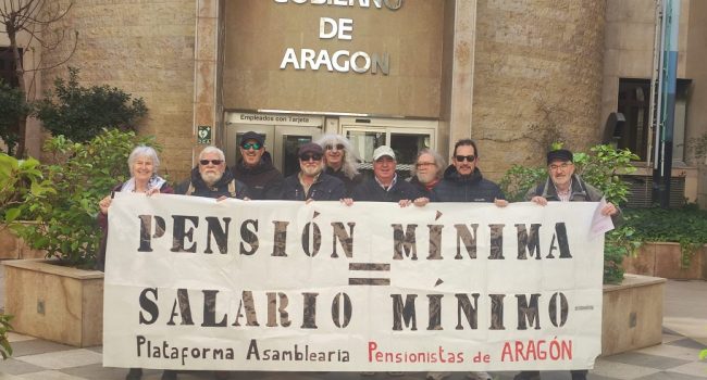 Solicitan que las pensiones mínimas en Aragón alcancen al menos el SMI Plataforma Asamblearia de Jubilados y Pensionistas de Aragón DGA Jorge Azcón Gobierno de Aragón