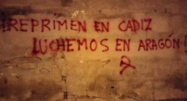 Solidaridad Aragón con huelga metal Cádiz Movilización 15 enero contra la represión a la clase obrera