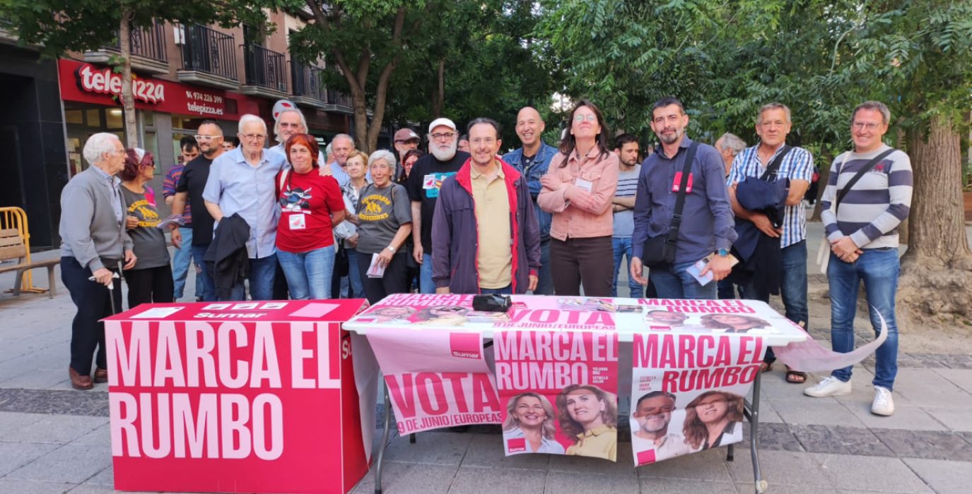 Acto de Sumar Aragón en Uesca durante la campaña del 9J | Foto: @SumarAragon