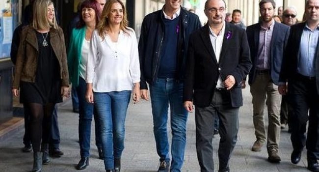 Sumelzo, Sánchez y Lamban en Zaragoza. Foto: PSOE Aragón