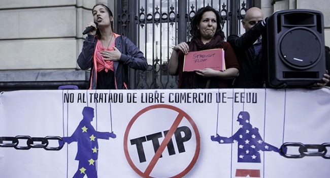 Protestas contra el TTIP en Zaragoza. Foto: Primo Romero