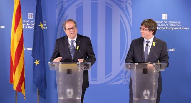 Torra y Puigdemont en Bruselas. Foto: @govern