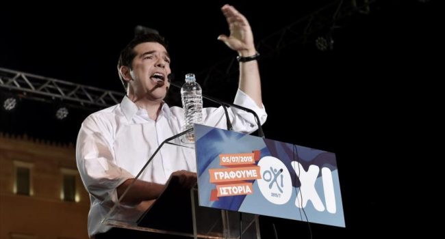 Alexis Tsipras durante el acto por el 'No' en Syntagma. Foto: LibreRed