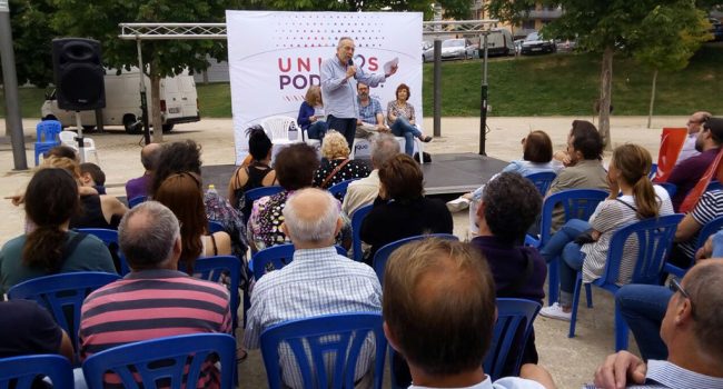 Pedro Arrojo en un acto en Cuarte este viernes. Foto: Podemos Aragón