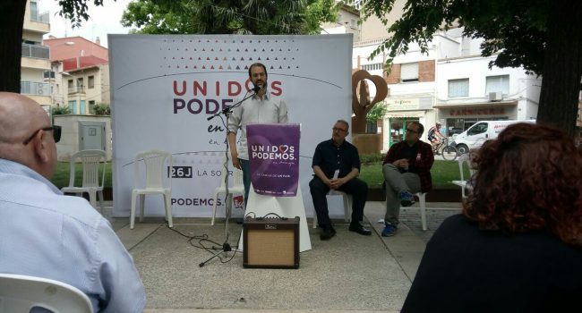 Jorge Luis en el acto en Fraga. Foto: Unidos Podemos en Común