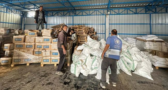 Imagen de un almacén de la UNRWA. Palestina es uno de los principales destinos de la cooperación de DPZ. | Foto: UNRWA