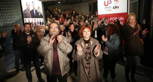 Yuste y Magallón en el arranque de campaña. Foto: Unidad Popular Aragón